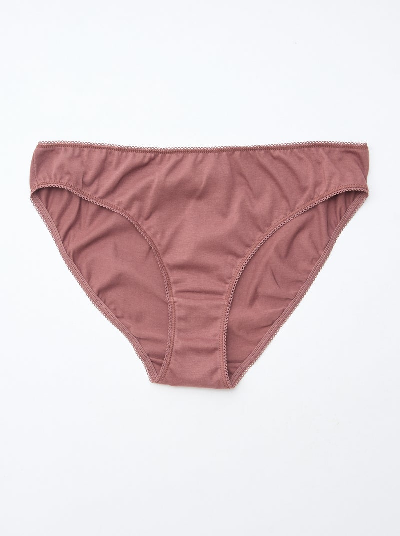Confezione da 5 slip in cotone tinta unita Marrone - Kiabi