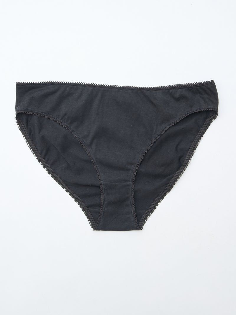 Confezione da 5 slip in cotone tinta unita Nero - Kiabi