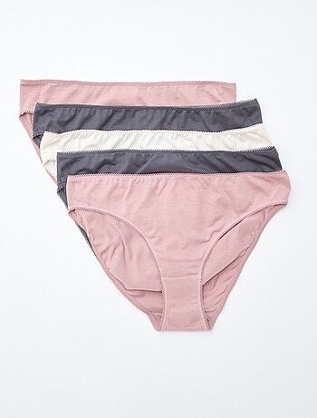 Confezione da 5 slip in cotone tinta unita