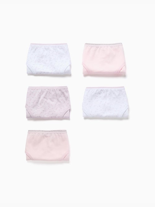 Confezione da 5 slip lisci/floreali - Kiabi