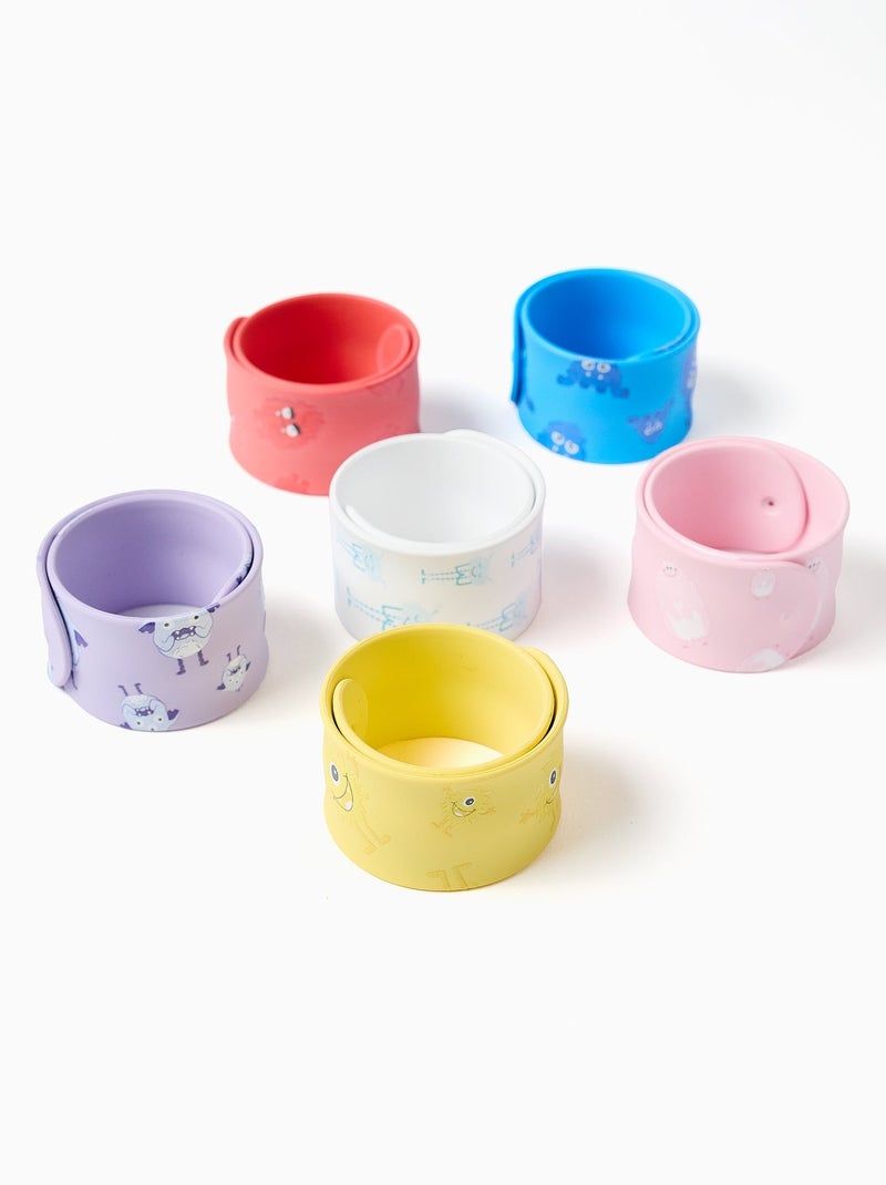 Confezione da 6 braccialetti schiaffo e cinturino 'emotion monsters' Multicolore - Kiabi
