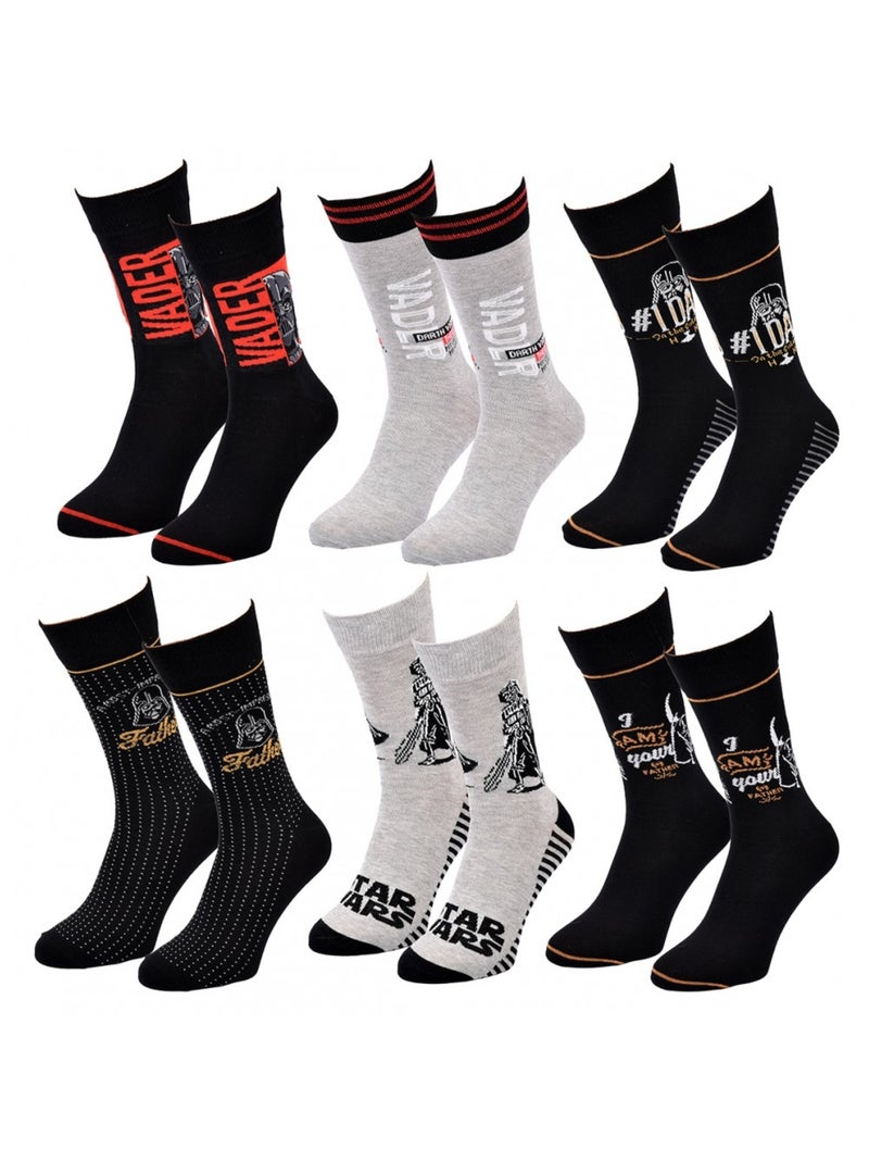Confezione da 6 calzini uomo LICENCE Nero Grigio Nero - Kiabi