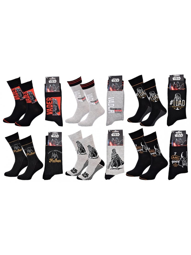 Confezione da 6 calzini uomo LICENCE Nero Grigio Nero - Kiabi