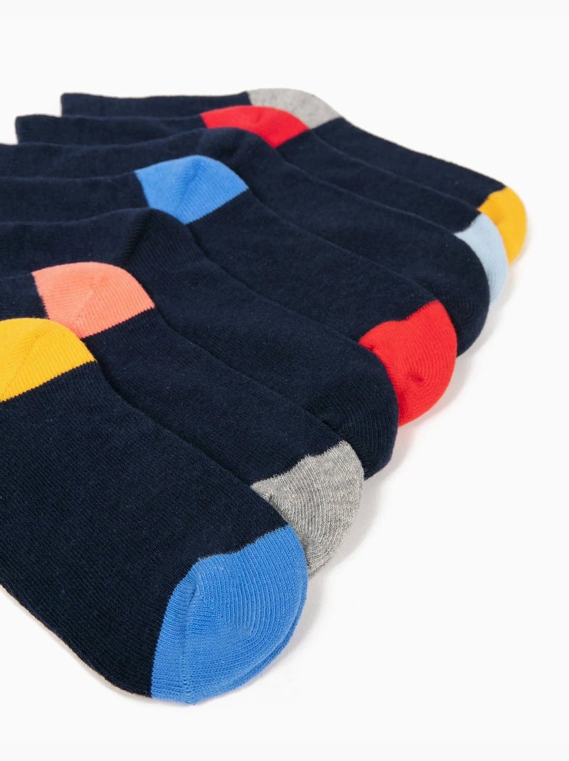 Confezione da 7 paia di calzini con dettagli colorati Blu scuro - Kiabi