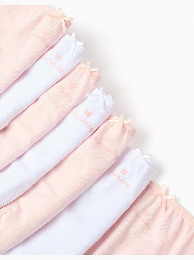 Confezione da 7 slip in cotone 'giorni della settimana' Bianco Rosa - Kiabi