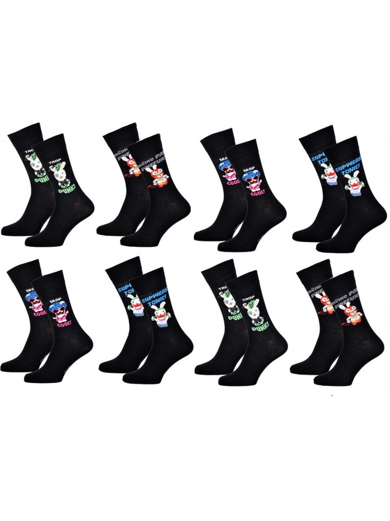 Confezione da 8 Calzini Adulto Fantasia Assortiti Multicolore - Kiabi