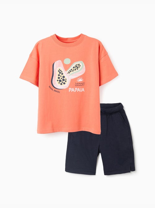 Confezione da maglietta e pantaloncini in cotone con stampa - Kiabi