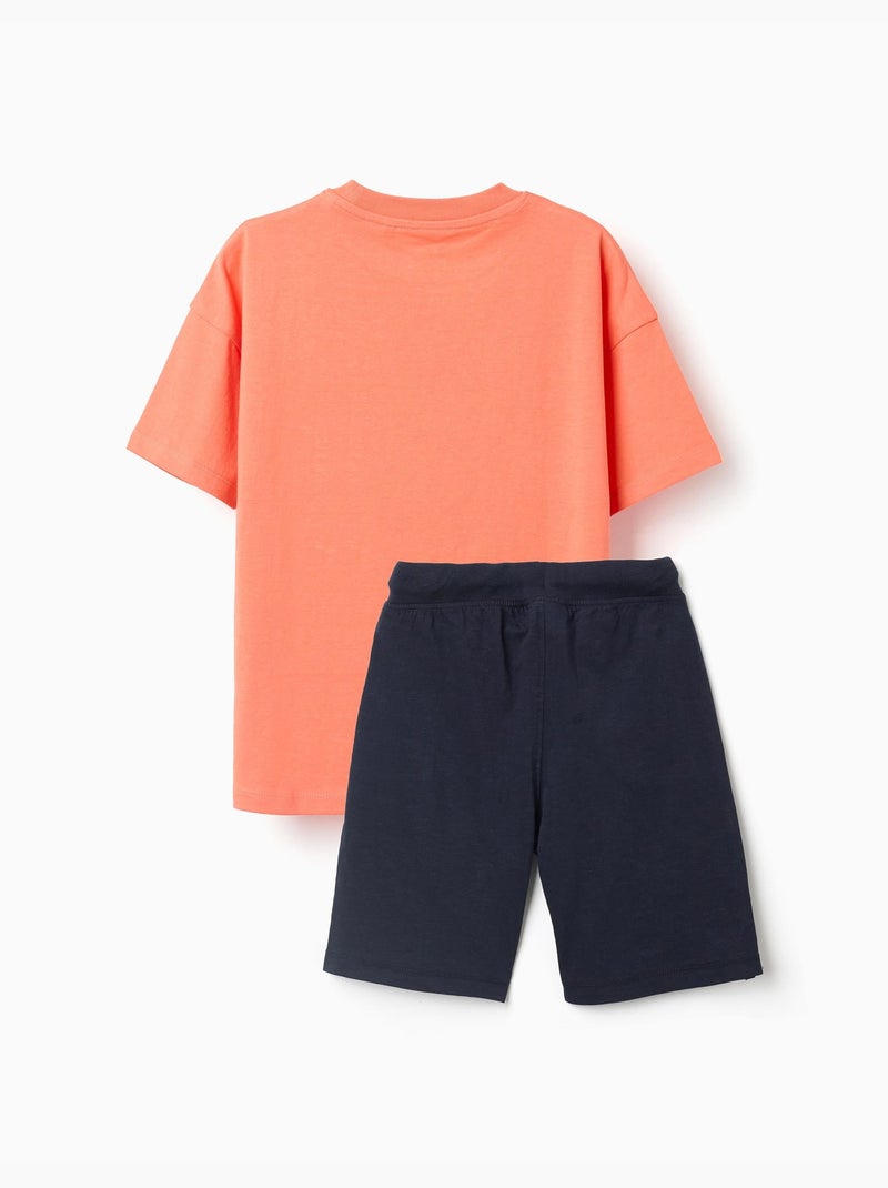 Confezione da maglietta e pantaloncini in cotone con stampa Nero Arancione - Kiabi