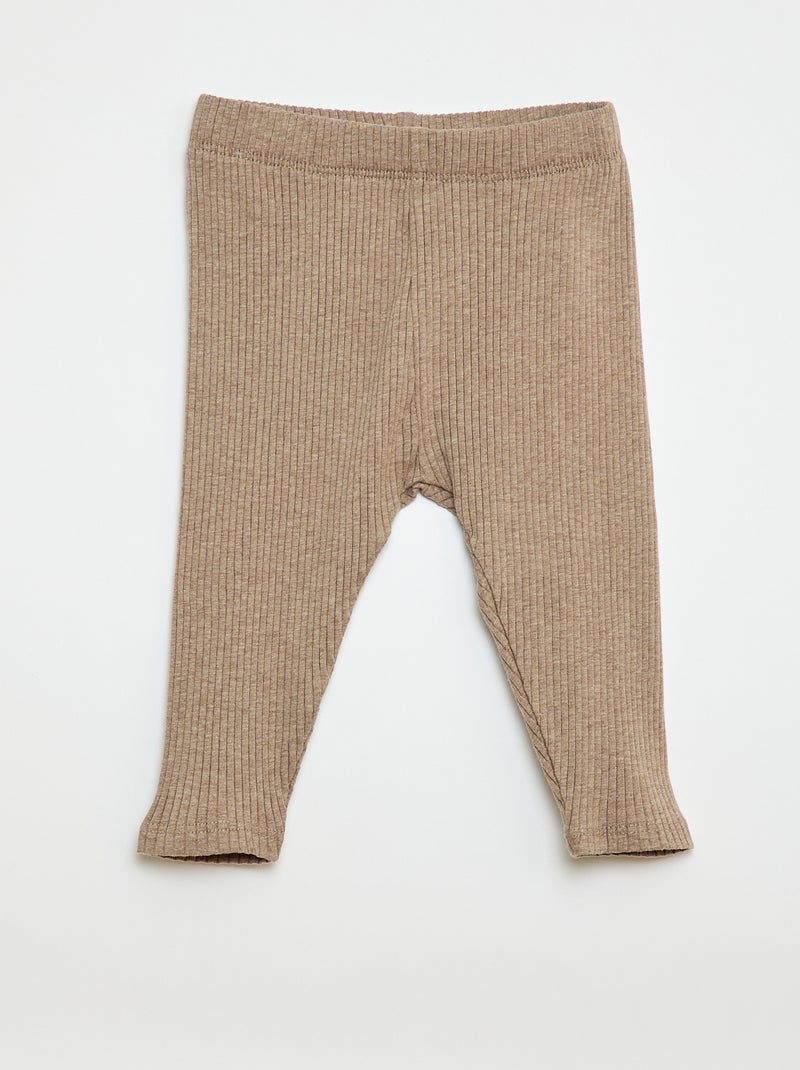 Confezione di 2 leggings a coste Beige - Kiabi