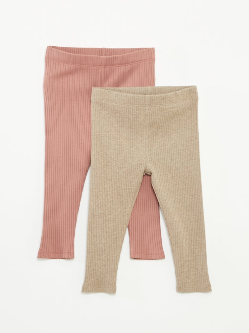 Confezione di 2 leggings a coste Marrone - Kiabi