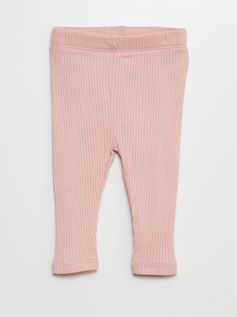 Confezione di 2 leggings a coste ROSA - Kiabi