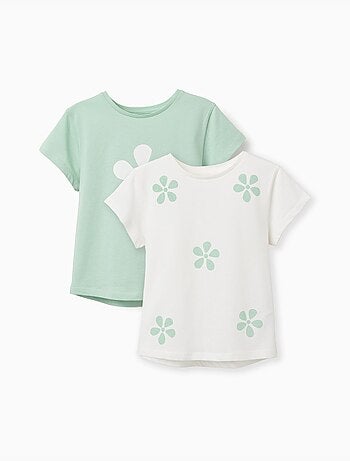 Confezione da 2 magliette in cotone con palme stampate