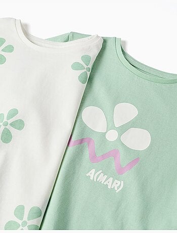 Confezione da 2 magliette in cotone con palme stampate