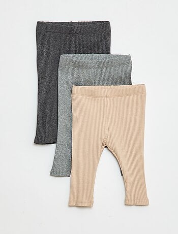 Confezione di 3 leggings a coste