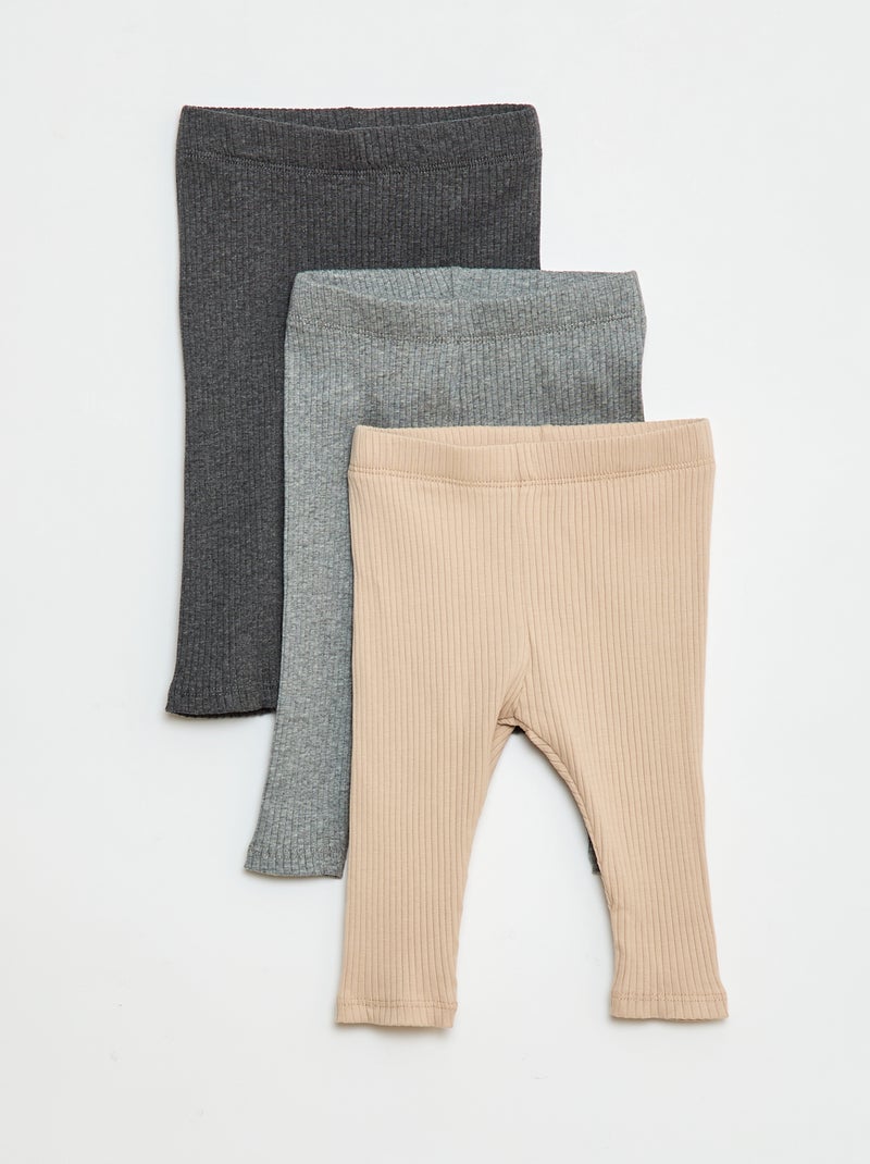 Confezione di 3 leggings a coste Beige - Kiabi