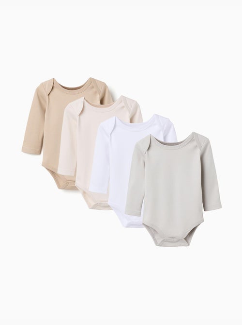 Confezione di 4 bodysuit in cotone 'pastel' - Kiabi Confezione di 4 bodysuit in cotone 'pastel' - Kiabi