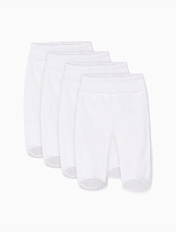 Confezione di 4 pantaloni in cotone con piedini