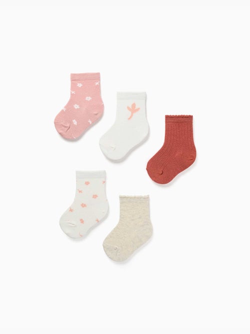 Confezione di 5 calzini con stampe floreali - Kiabi