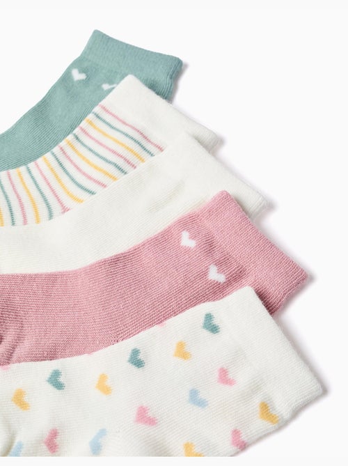 Confezione di 5 paia di calzini a righe/cuori - Kiabi Confezione di 5 paia di calzini a righe/cuori - Kiabi