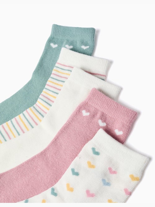 Confezione di 5 paia di calzini a righe/cuori - Kiabi Confezione di 5 paia di calzini a righe/cuori - Kiabi