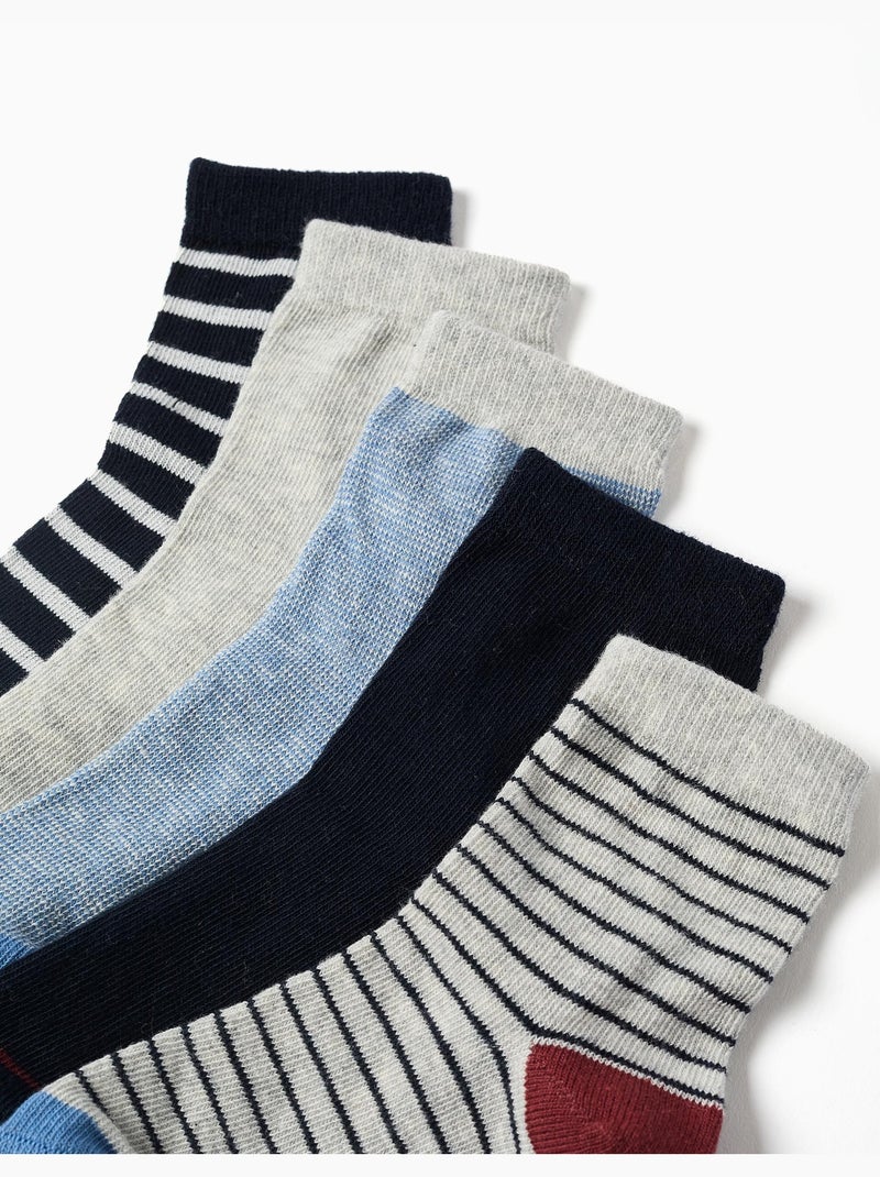 Confezione di 5 paia di calzini con righe Blu grigio - Kiabi