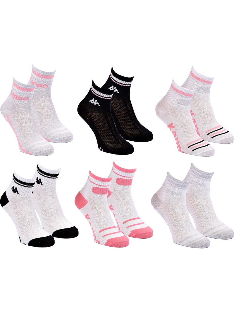Confezione di 6 Calzini Donna Quarter KAPPA Bianco Grigio Nero - Kiabi