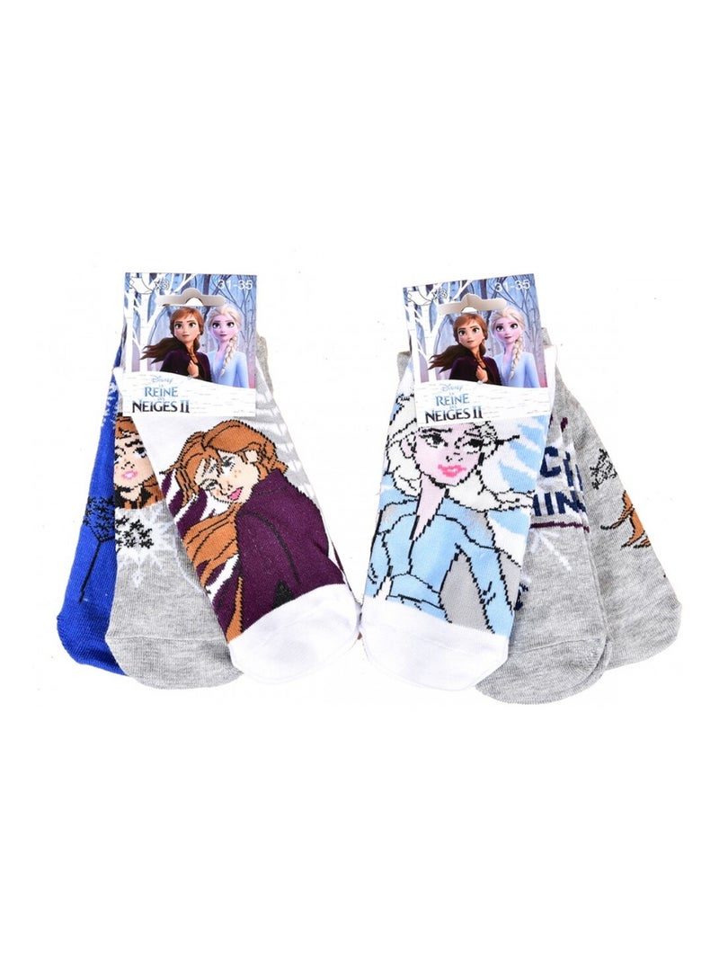 Confezione di 9 calzini bambina LA REINE DES NEIGES Grigio rosa chiaro blu - Kiabi