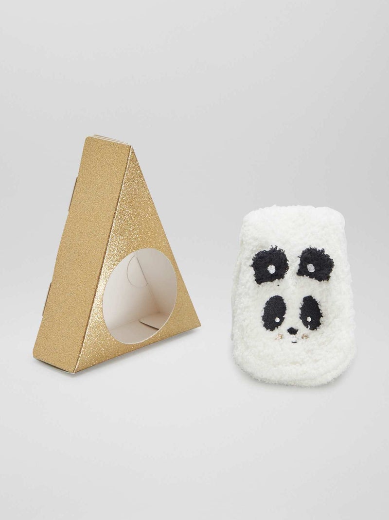 Confezione regalo pantofole a calzino bouclé 'panda' BIANCO - Kiabi