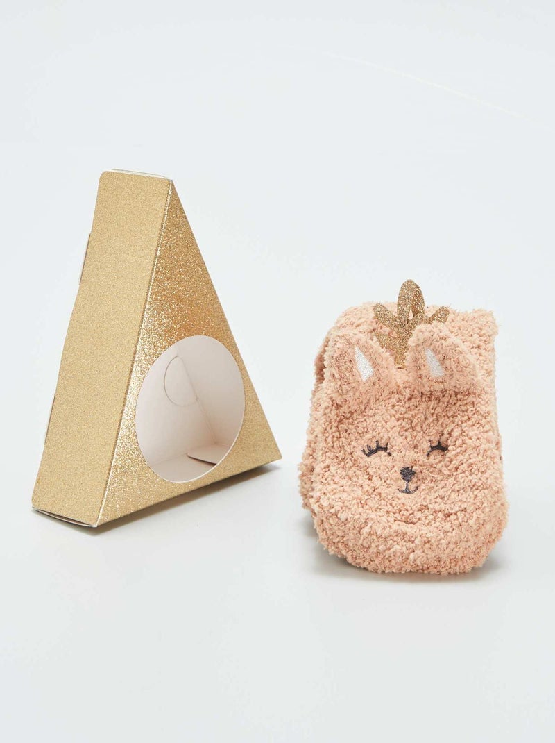 Confezione regalo pantofole a calzino bouclé 'renna' BEIGE - Kiabi
