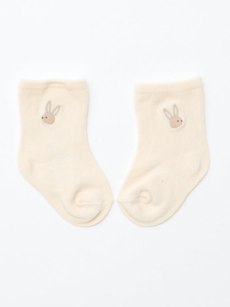 CONFEZIONE REGALO salopette lunga in maglia + body + mussola double gaze + calzini Bianco - Kiabi