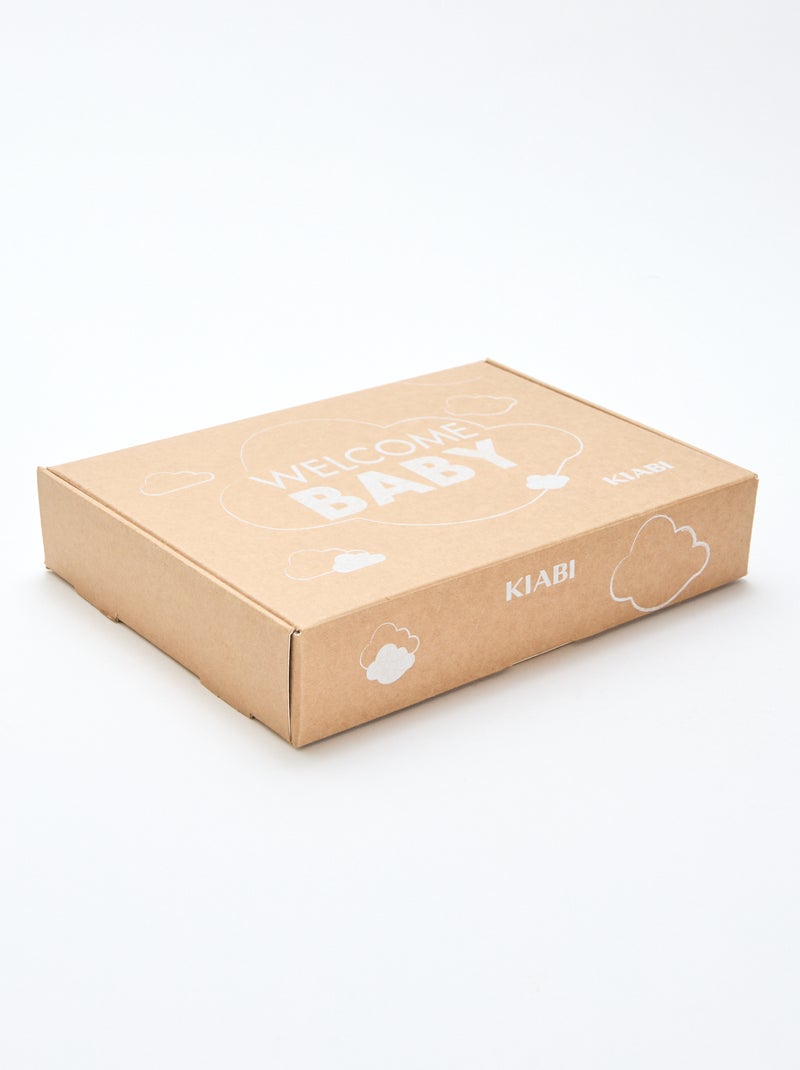 CONFEZIONE REGALO salopette lunga in maglia + body + mussola double gaze + calzini Bianco - Kiabi