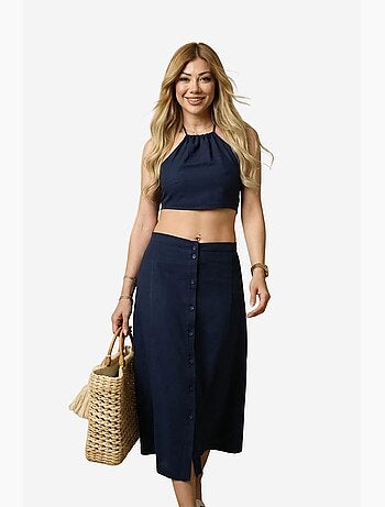 Coord due pezzi in cotone, viscosa e lino my fashion
