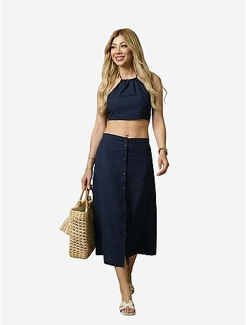 Coord due pezzi in cotone, viscosa e lino my fashion
