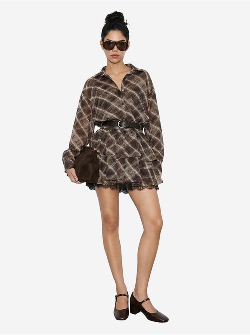 Coordinato camicia oversize a quadri e gonna lucci - Kiabi Coordinato camicia oversize a quadri e gonna lucci - Kiabi