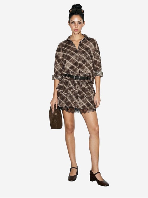 Coordinato camicia oversize a quadri e gonna lucci - Kiabi Coordinato camicia oversize a quadri e gonna lucci - Kiabi