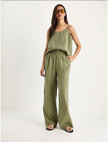 Coordinato con canotta senza maniche e pantaloni a gamba ampia lucci