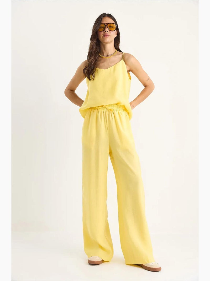 Coordinato con canotta senza maniche e pantaloni a gamba ampia lucci Giallo limone - Kiabi