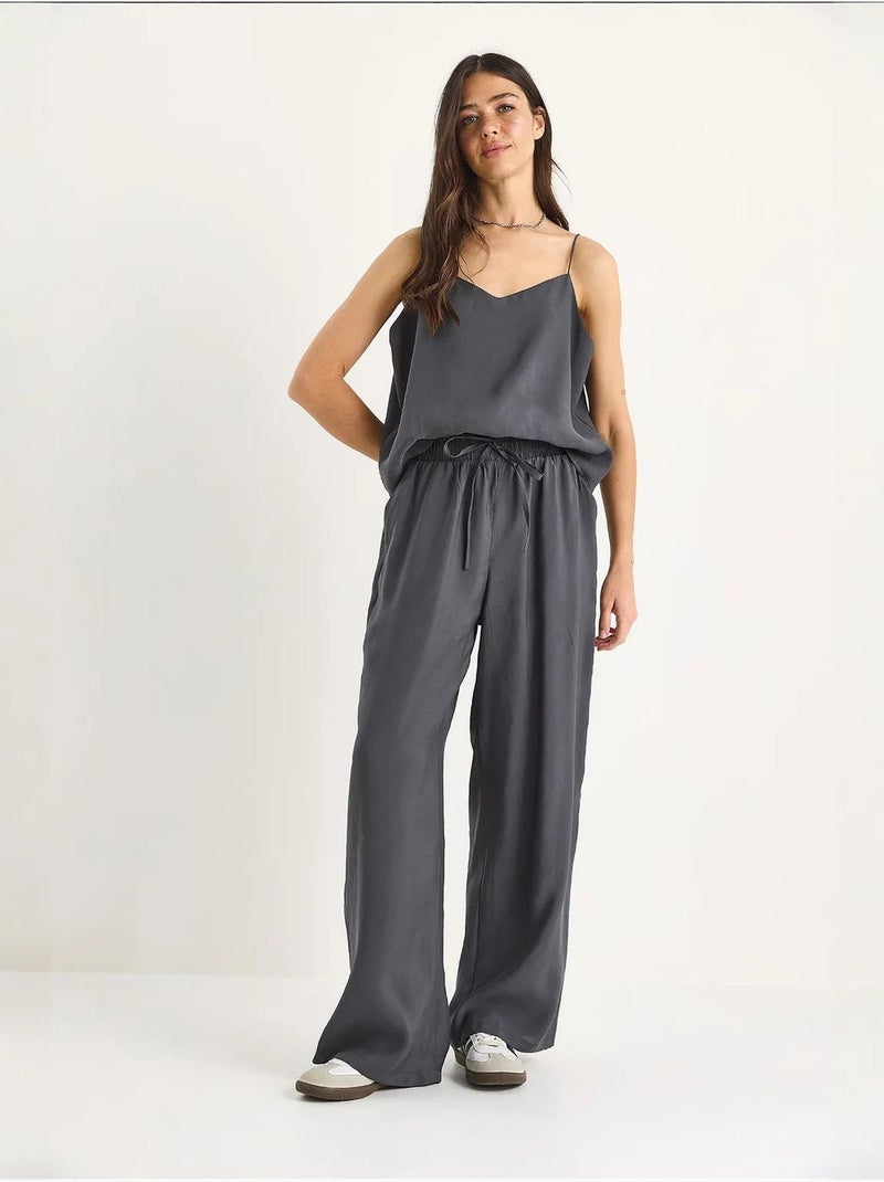 Coordinato con canotta senza maniche e pantaloni a gamba ampia lucci Grigio medio - Kiabi