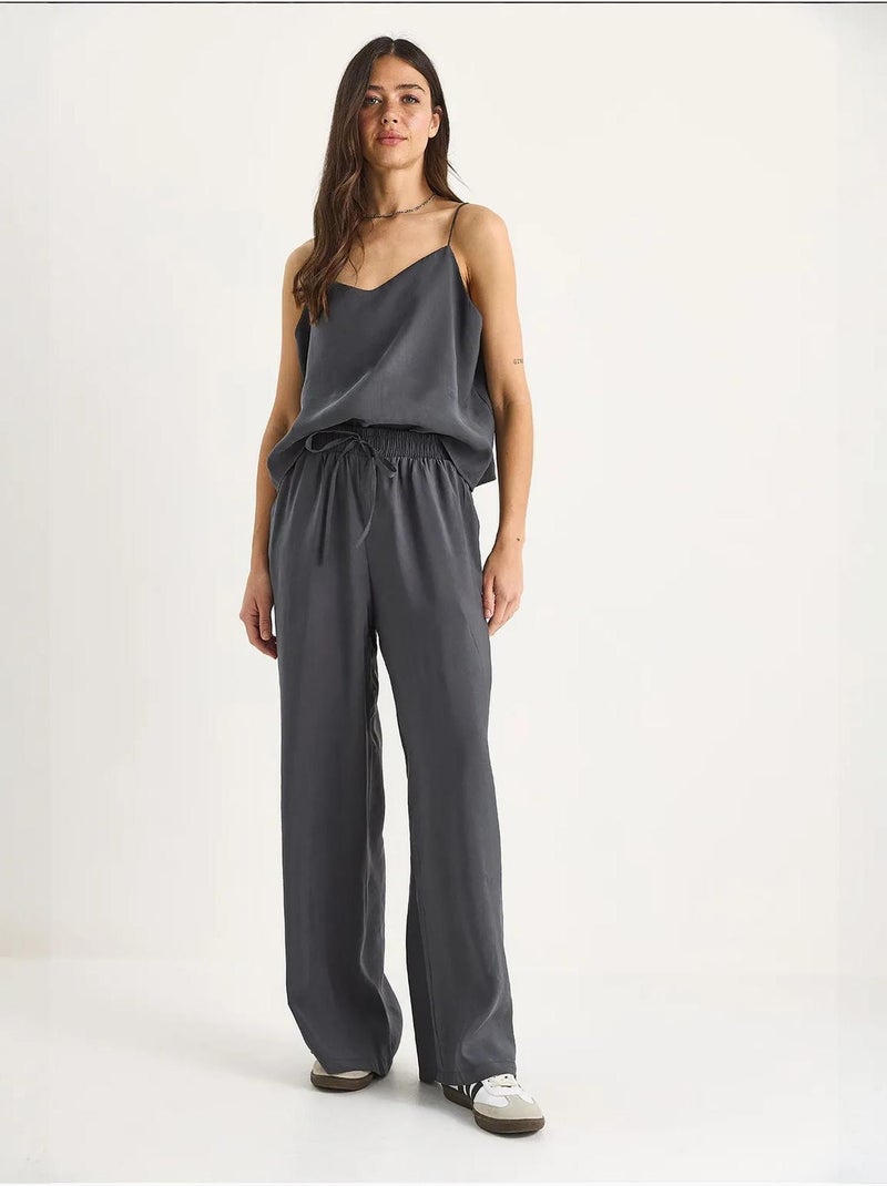 Coordinato con canotta senza maniche e pantaloni a gamba ampia lucci Grigio medio - Kiabi