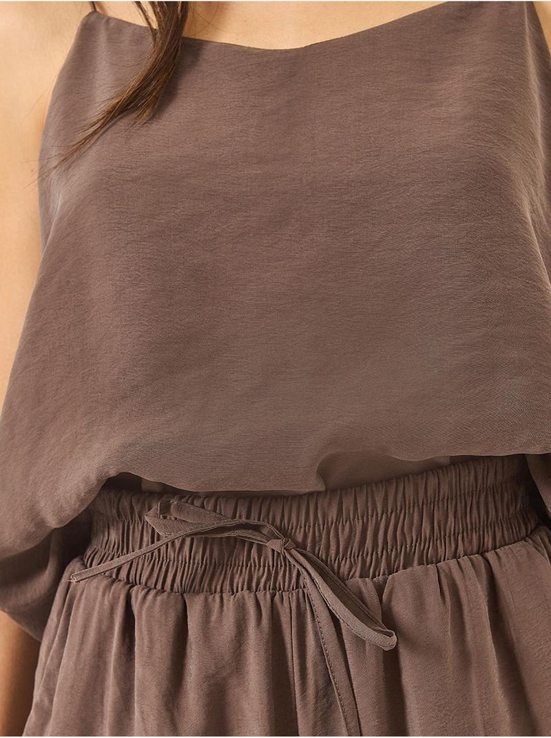 Coordinato con canotta senza maniche e pantaloni a gamba ampia lucci Tortora - Kiabi