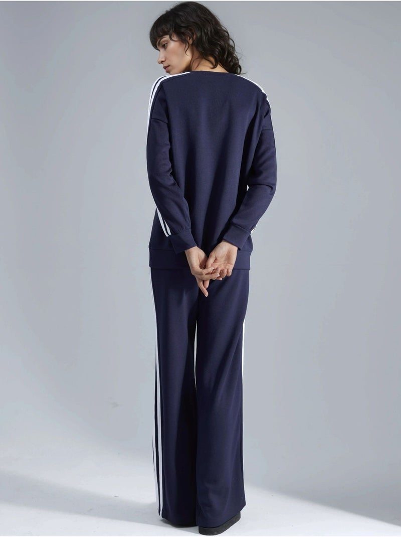 Coordinato con felpa a righe con girocollo e pantaloni a gamba dritta hiccup Blu marino - Kiabi