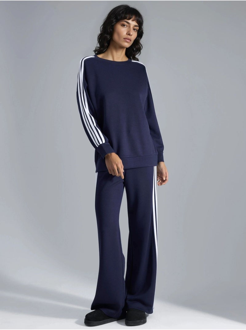 Coordinato con felpa a righe con girocollo e pantaloni a gamba dritta hiccup Blu marino - Kiabi