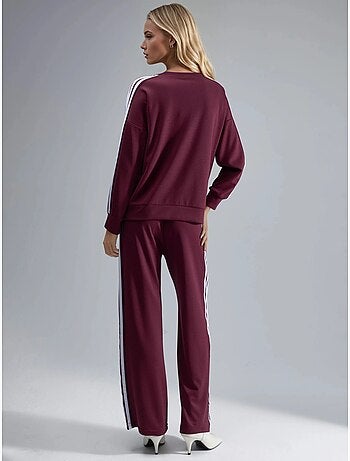 Coordinato con felpa a righe con girocollo e pantaloni a gamba dritta hiccup