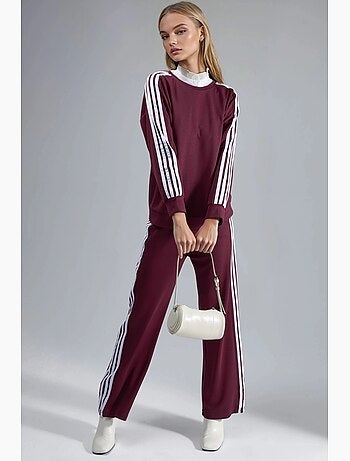Coordinato con felpa a righe con girocollo e pantaloni a gamba dritta hiccup