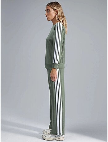 Coordinato con felpa a righe con girocollo e pantaloni a gamba dritta hiccup