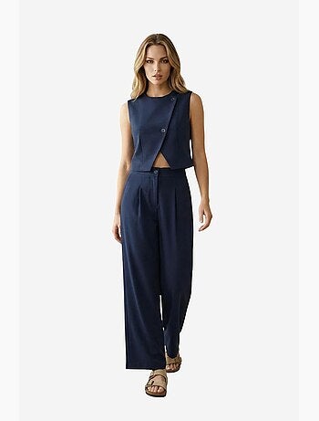 Coordinato due pezzi a vita alta con pantaloni a gamba ampia my fashion