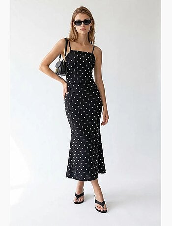 Coordinato due pezzi da donna a vita alta a pois mixray