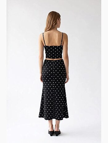Coordinato due pezzi da donna a vita alta a pois mixray
