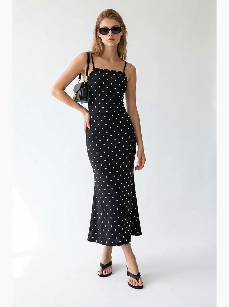 Coordinato due pezzi da donna a vita alta a pois mixray Nero - Kiabi