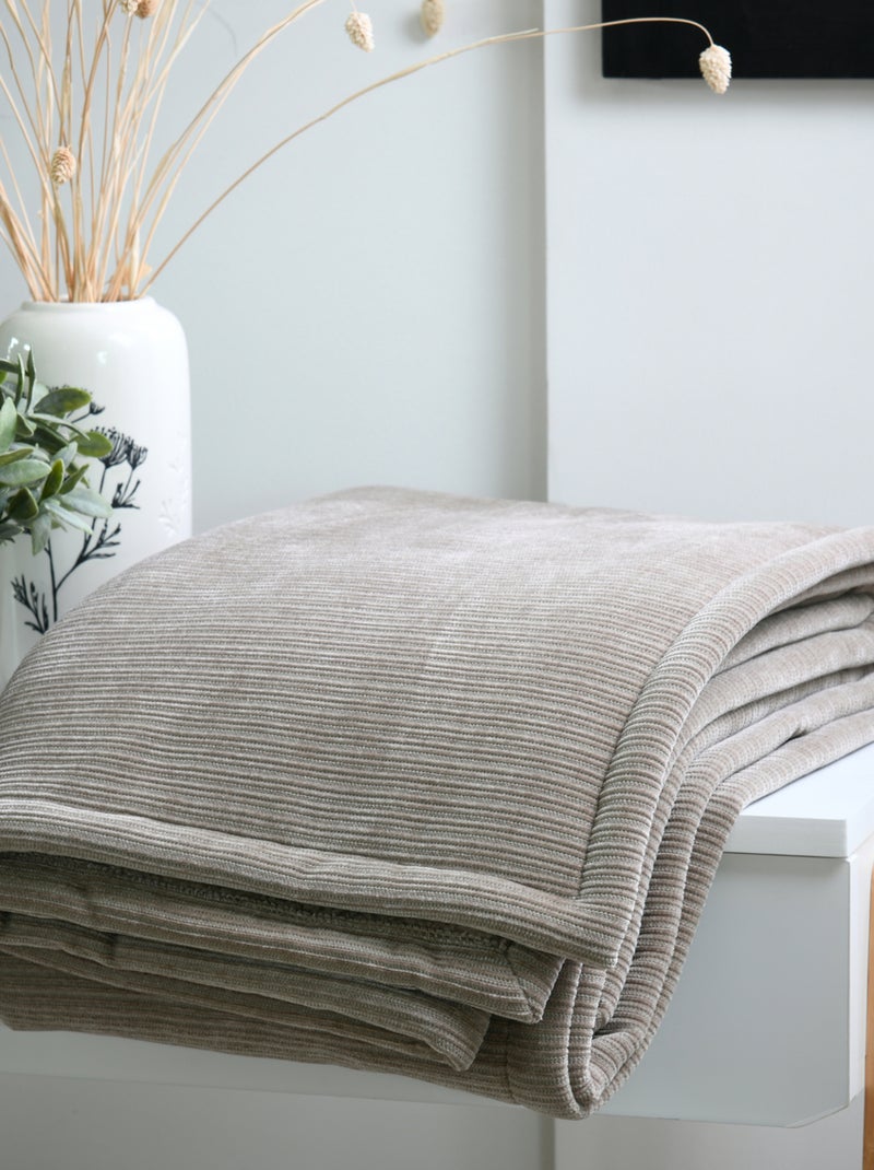 Coperta a coste morbidissima Beige conchiglia - Kiabi